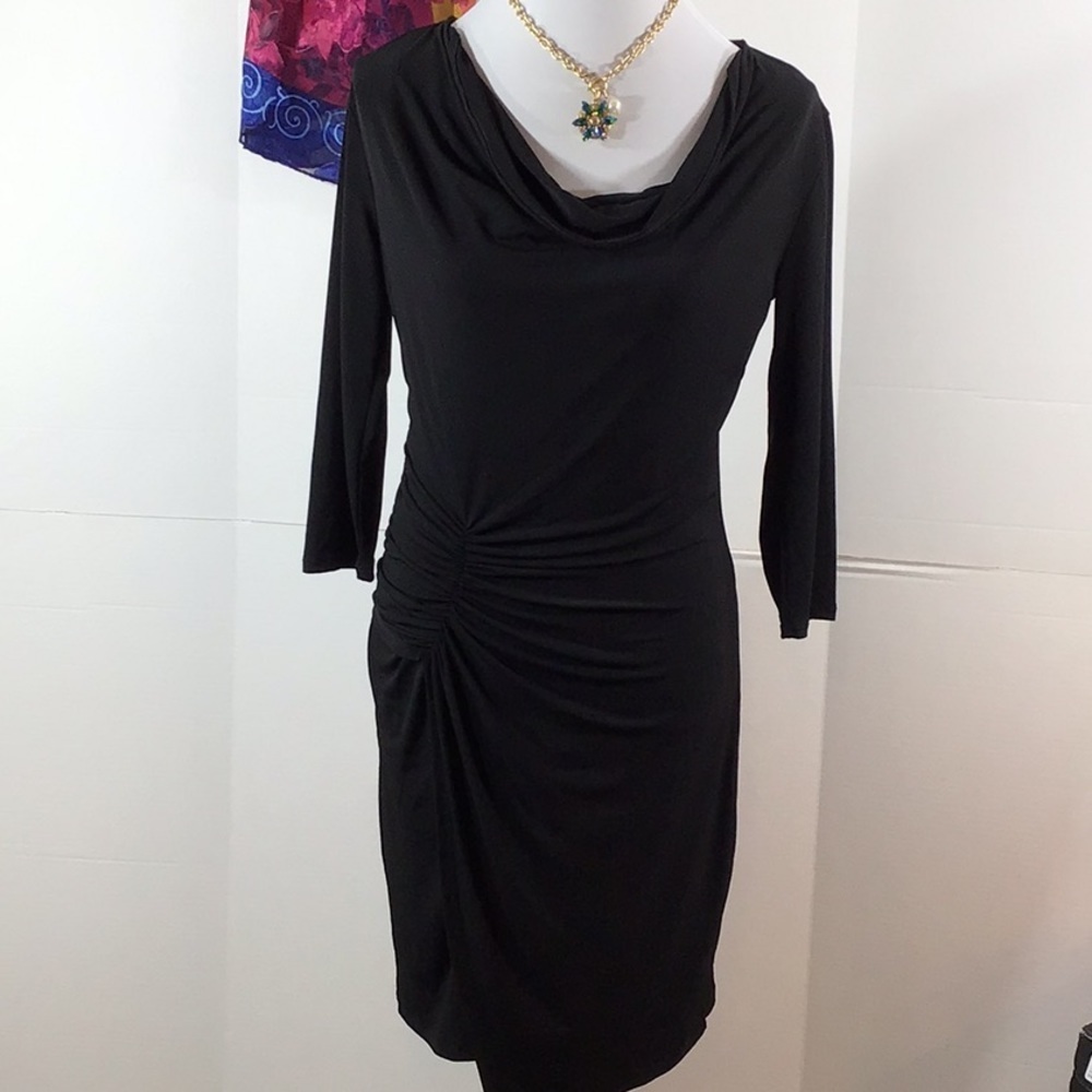Spanner black ruched waist date dress XS